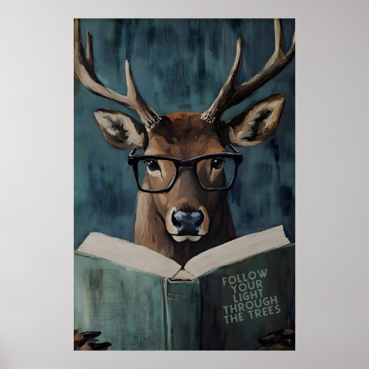 Whimpy hert leest Motiverend Boek – Grappig Poster (Voorkant)