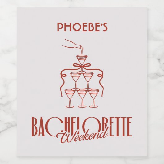 Whimpy Roze Rode Doodle Aangepaste Wijnfles Label Wijn Etiket (Enkel label)