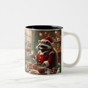Whimpy Wasbeer Kerstman heeft Koekjes & Koffie Tweekleurige Koffiemok
