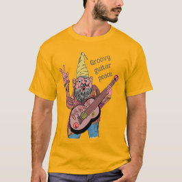 Whimpyge kabouter met gitaar voor vrede, groovy 60 t-shirt