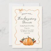 Whimpyge Pompoen Handgeschreven Thanksgiving Diner Kaart (Voorkant)