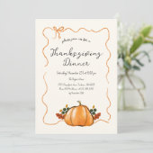 Whimpyge Pompoen Handgeschreven Thanksgiving Diner Kaart (Staand voorkant)