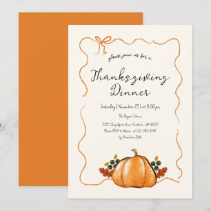 Whimpyge Pompoen Handgeschreven Thanksgiving Diner Kaart