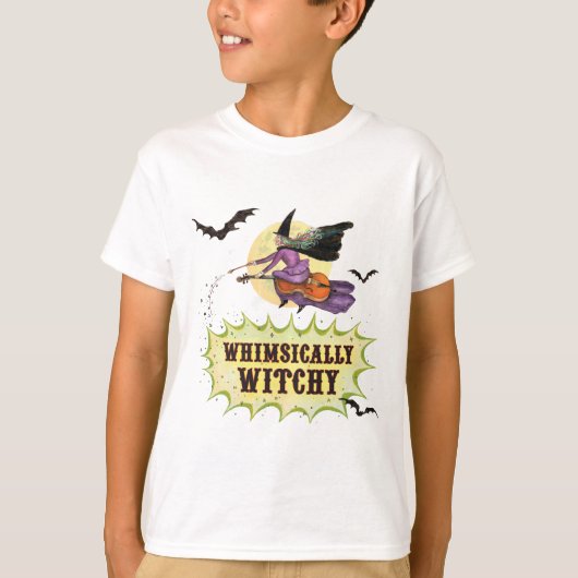 Whimsally Witchy Kinder witte T-shirt (Voorkant)