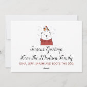 Whimscal-kerstBeer en Santa Bird Feestdagenkaart (Achterkant)