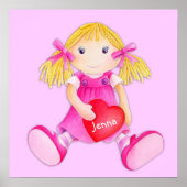 Whimscal rag doll girls add your name nursery art poster (Voorkant)