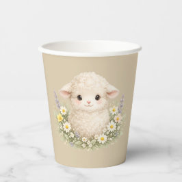 Whimse Schapen en Wilde Bloemen voor een Charmante Papieren Bekers