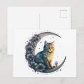 Whimsevolle Maanlicht Kat Kunst Briefkaart (Voorkant / Achterkant)