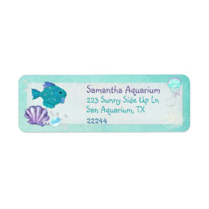 Whimsey Aquarium 2 Folk Art Etiket
