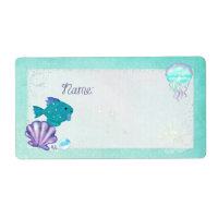 Whimsey Aquarium 2 Folk Art NAAM TAGS PARTIJ