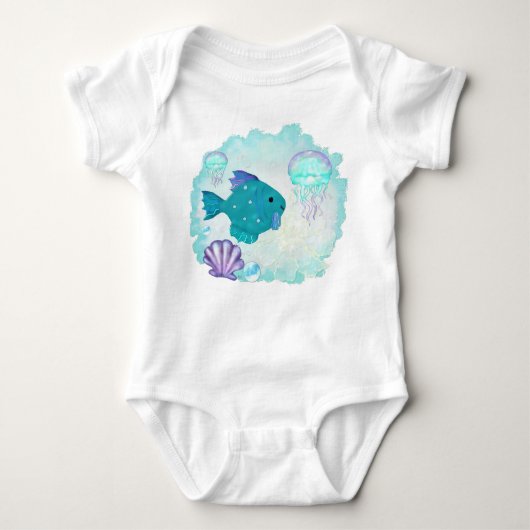 Whimsey Aquarium 2 Volkskunst BABY JONGEN MEISJE Romper (Voorkant)