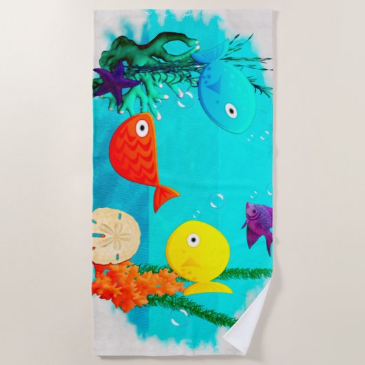 Whimsey Aquarium Cartoon Fish Strandlaken (Voorkant)
