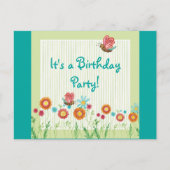 Whimsey Bloemen Meisje Verjaardagsfeestje Uitnodig Uitnodiging Briefkaart (Voorkant)