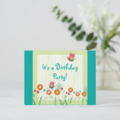 Whimsey Bloemen Meisje Verjaardagsfeestje Uitnodig Uitnodiging Briefkaart (Staand voorkant)