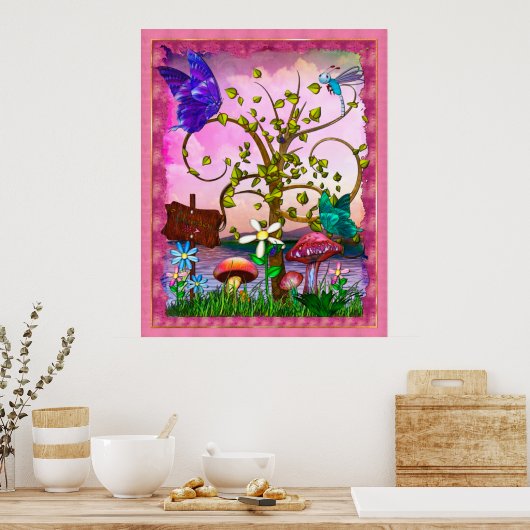 Whimsey Gardens Fantasy Art Poster (Keuken)