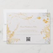 whimsey gouden bloemen foto bruiloft website QR co Save The Date (Achterkant)