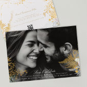whimsey gouden bloemen foto bruiloft website QR co Save The Date
