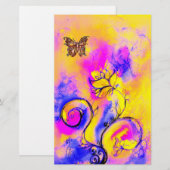 WHIMSI SCHE BLOEMEN EN VLINDERS BRIEFPAPIER (Voorkant / Achterkant)