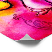 WHIMSI SCHE BLOEMEN roze geel blauw Poster (Hoek)