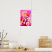 WHIMSI SCHE BLOEMEN roze geel blauw Poster (Keuken)