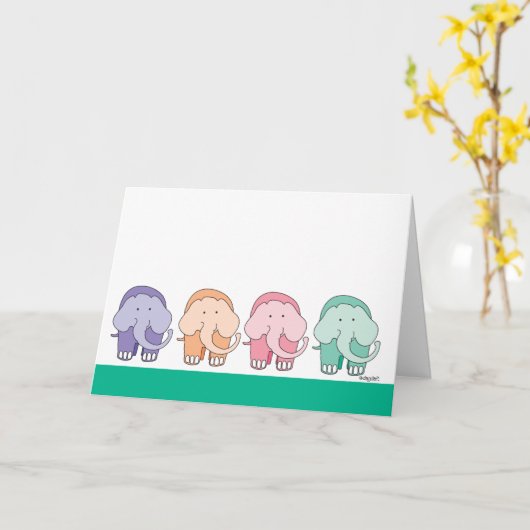 Whimsical 16 Feet Elephant Kaart (Gele Bloem)