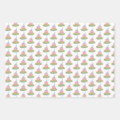 Whimsical 1st Birthday Cake Roze Girlie Schattigee Inpakpapier Vel (Voorkant 2)