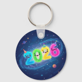 Whimsical 2026 Galaxy Party dubbelzijdig Sleutelhanger