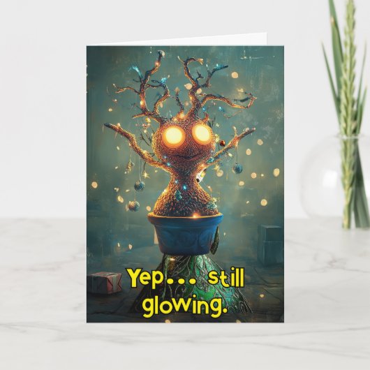 ** Whimsical 29 Glow Funny Magical Christmas AP97 Bedankkaart (Voorkant)