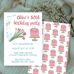 Whimsical 30ste Verjaardag Party Girlie Schattigee Kaart