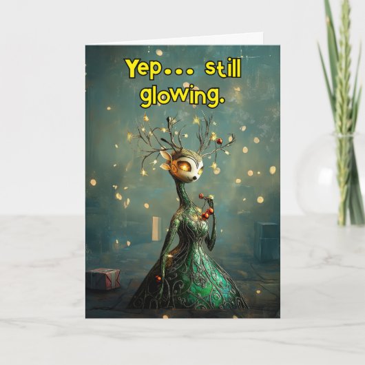 *~* Whimsical 33 Glow Funny Magical Christmas AP97 Bedankkaart (Voorkant)