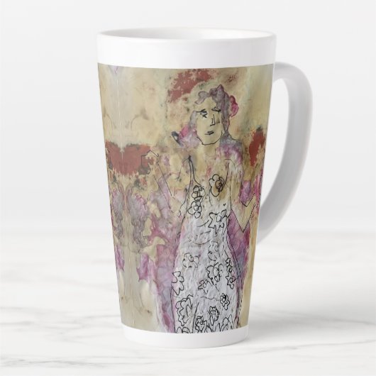 Whimsical 3 Face Love Amy Original Painting Latte Mok (Rechterhoek)