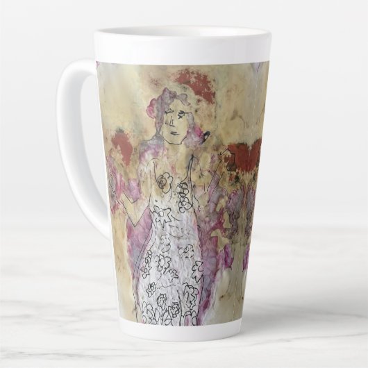 Whimsical 3 Face Love Amy Original Painting Latte Mok (Linkerhoek)