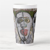 Whimsical 3 Face origineel schilderij van de kunst Latte Mok (Voorkant)