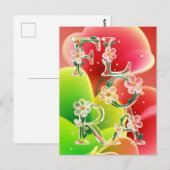 Whimsical 3D Glas Flora Typografie Briefkaart (Voorkant / Achterkant)