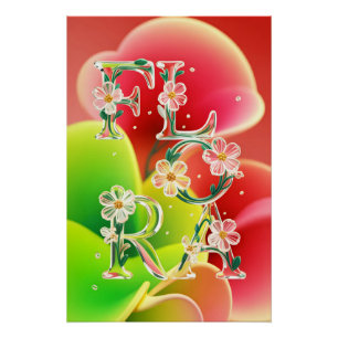 Whimsical 3D Glas Flora Typografie Perfect Poster