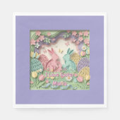 Whimsical 3D Paper Cut Bunny & Easter Eggs Paper Servet (Voorkant)