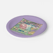 Whimsical 3D Paper Cut Bunny & Easter Eggs Party  Papieren Bordje (Gekanteld)