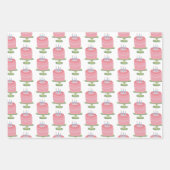 Whimsical 3e Verjaardag Cake Roze Girlie Schattige Inpakpapier Vel (Voorkant 3)