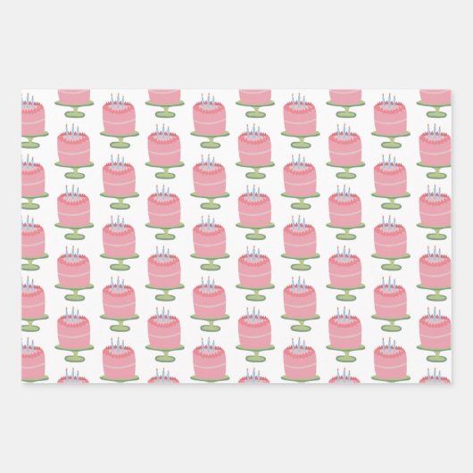 Whimsical 3e Verjaardag Cake Roze Girlie Schattige Inpakpapier Vel (Voorkant 2)