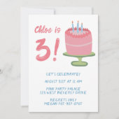 Whimsical 3rd Birthday Cake Kinder Party Custom Kaart (Voorkant)