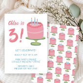 Whimsical 3rd Birthday Cake Kinder Party Custom Kaart