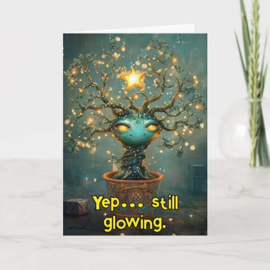 ** Whimsical 40 Glow Funny Magical Christmas AP97 Bedankkaart (Voorkant)