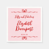 Whimsical 50 and Fabulous Bow Doodle Birthday Servet (Voorkant)