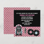Whimsical 50's Birthday Party Invitation Kaart (Voorkant / Achterkant)