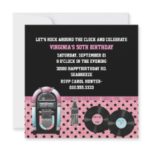 Whimsical 50's Birthday Party Invitation