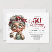 Whimsical 50th birthday invite quirky fun woman kaart (Voorkant)