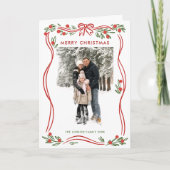 Whimsical 5 Foto Boho Rode Kerstboog lint Feestdagen Kaart (Voorkant)