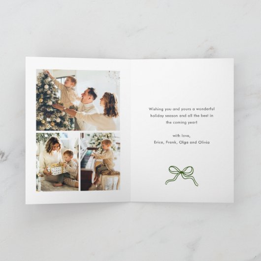 Whimsical 5 Foto Boho Rode Kerstboog lint Feestdagen Kaart (Binnen)