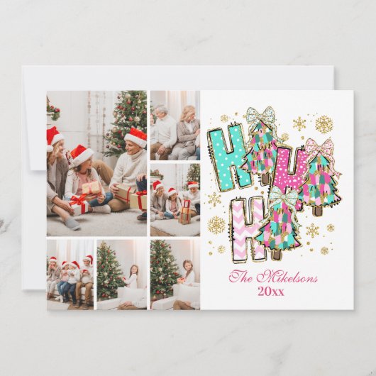 Whimsical 6 Photo  Ho Ho Ho Christmas Family  Feestdagenkaart (Voorkant)