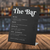 Whimsical 70s Retro Script Wedding Bar Drink Menu Reclamebord Met Voetstuk